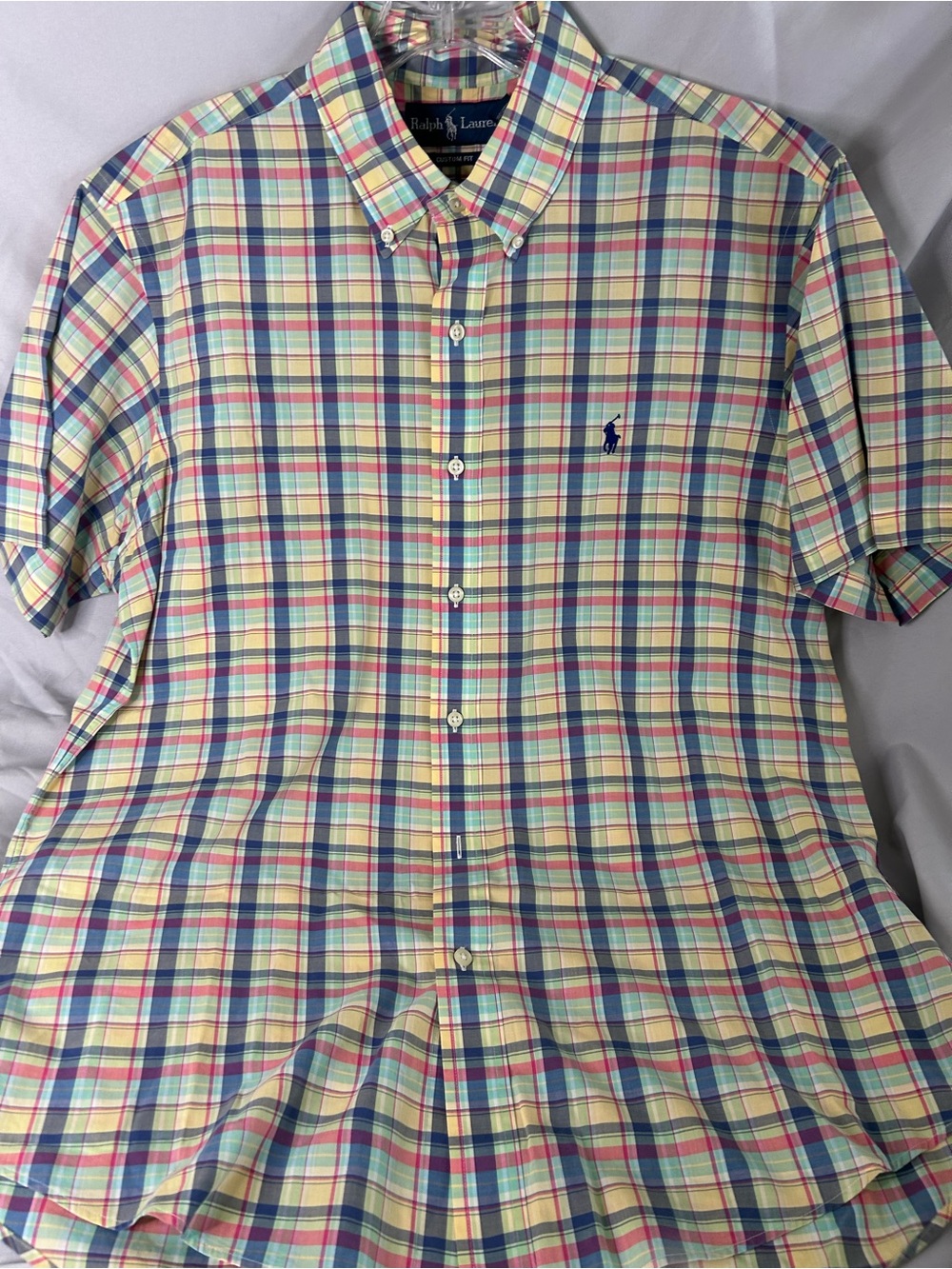 Ralph Lauren Short-Sleeve Plaid Button-Down Shirt - Yellow, Blue, Pink